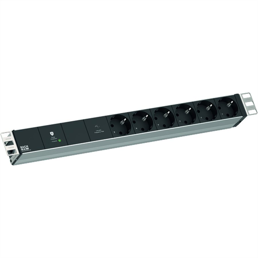 BACHMANN 19" 1U VM 6xCEE7/3 1xGVS-Plus 2.0m CEE7/7