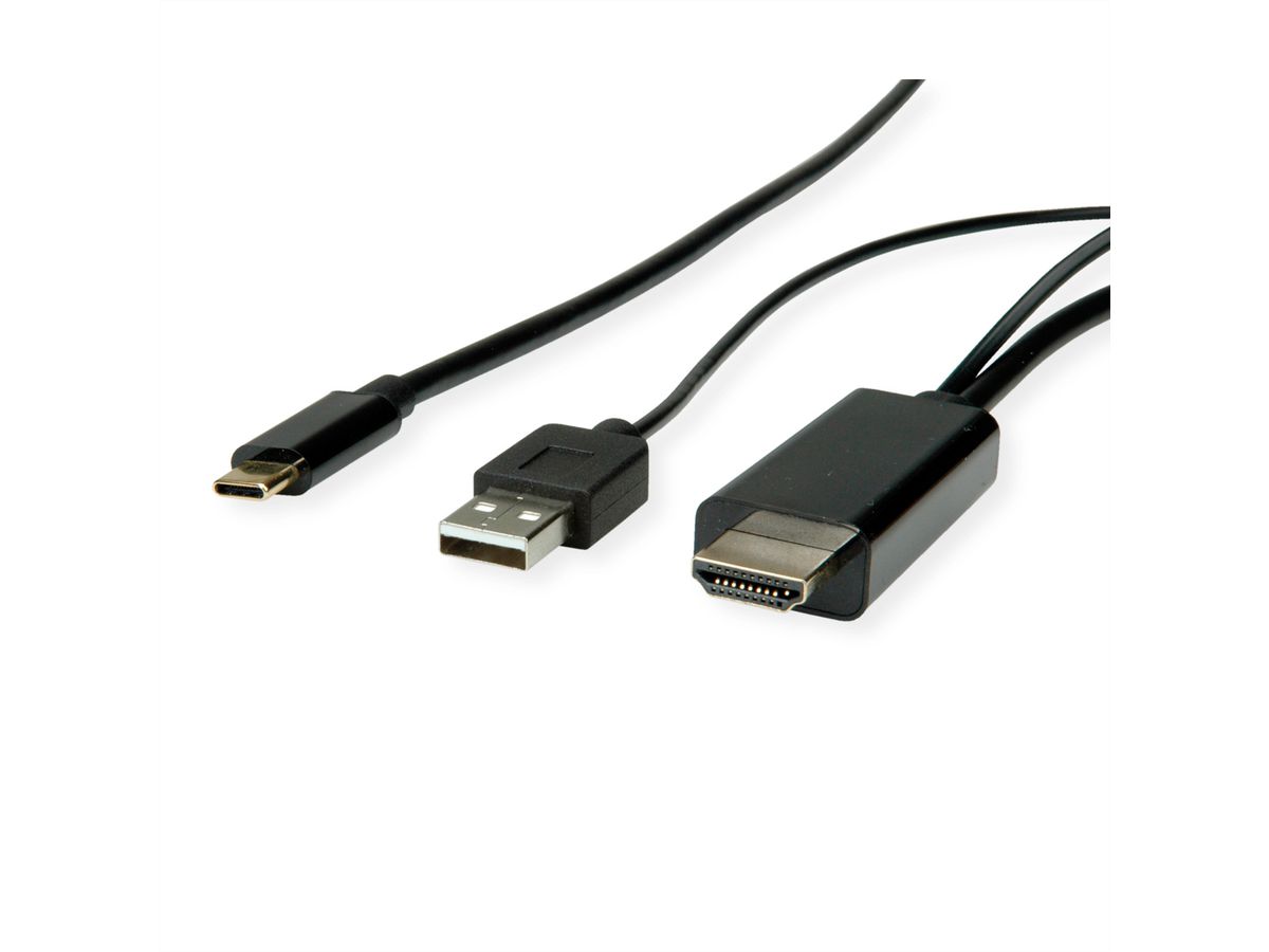 ROLINE Type C - HDMI + USB A Cable, M/M, 1 m