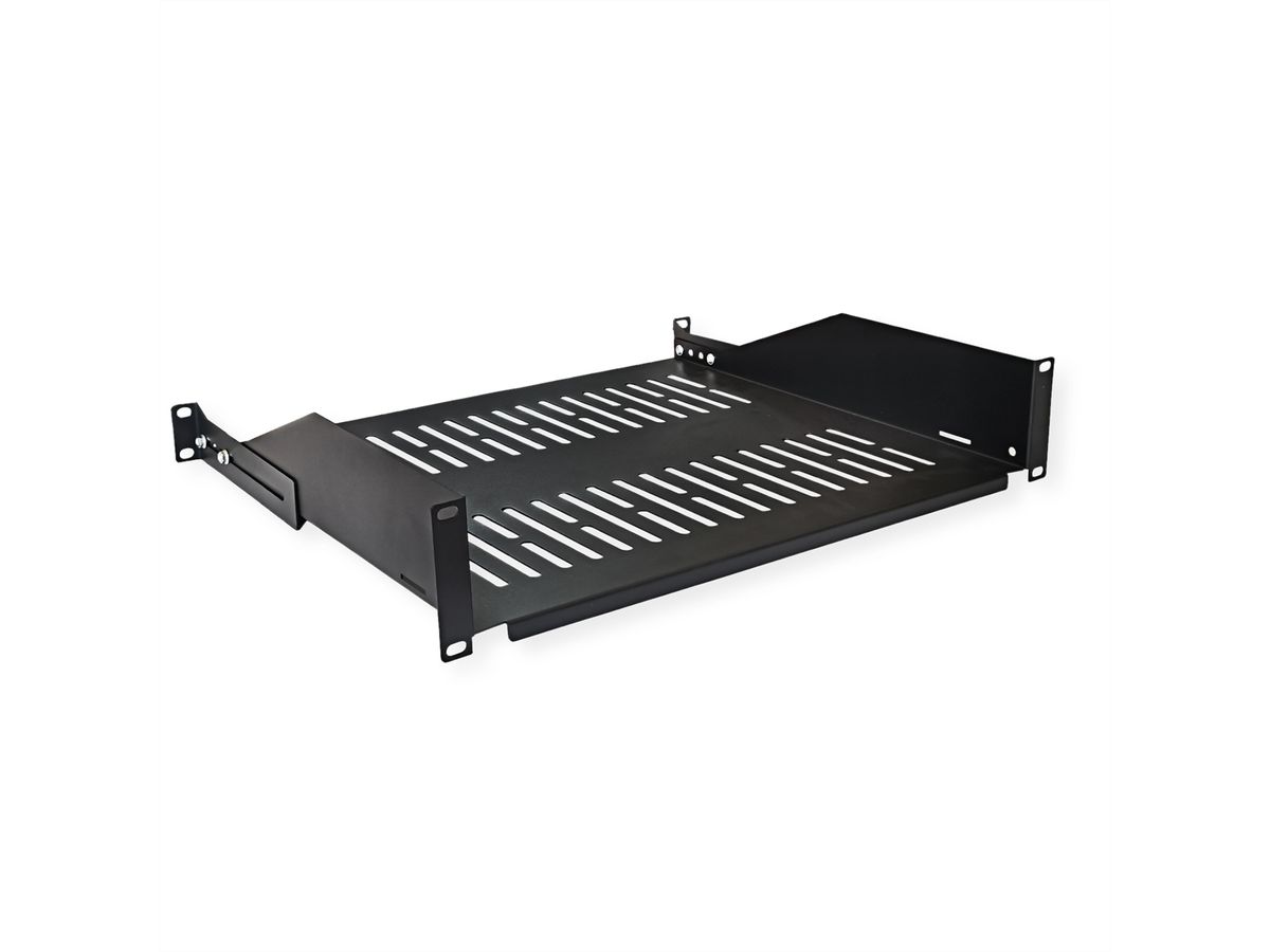 VALUE 19"-Fixed Shelf, 485 x 400mm, 2U, max. 25kg, black