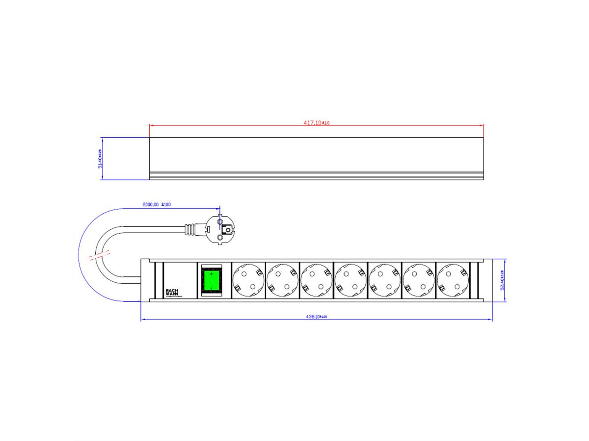 BACHMANN CONNECT LINE 7x geaard contact , Schakelaar