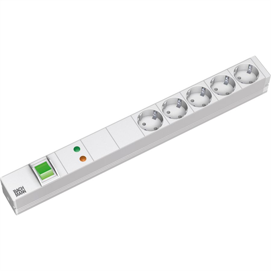 BACHMANN 19" socket strip 5-way with GVS with switch
