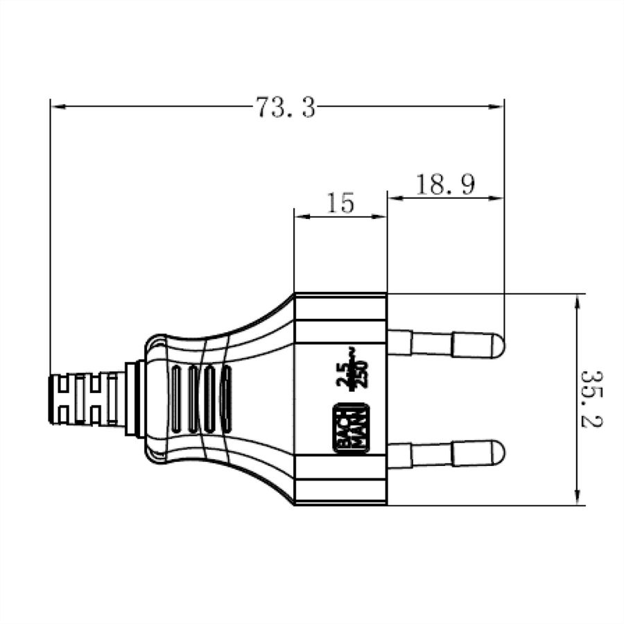 BACHMANN Euro flat plug, black, Screw connection PU 3 pcs. in polybag
