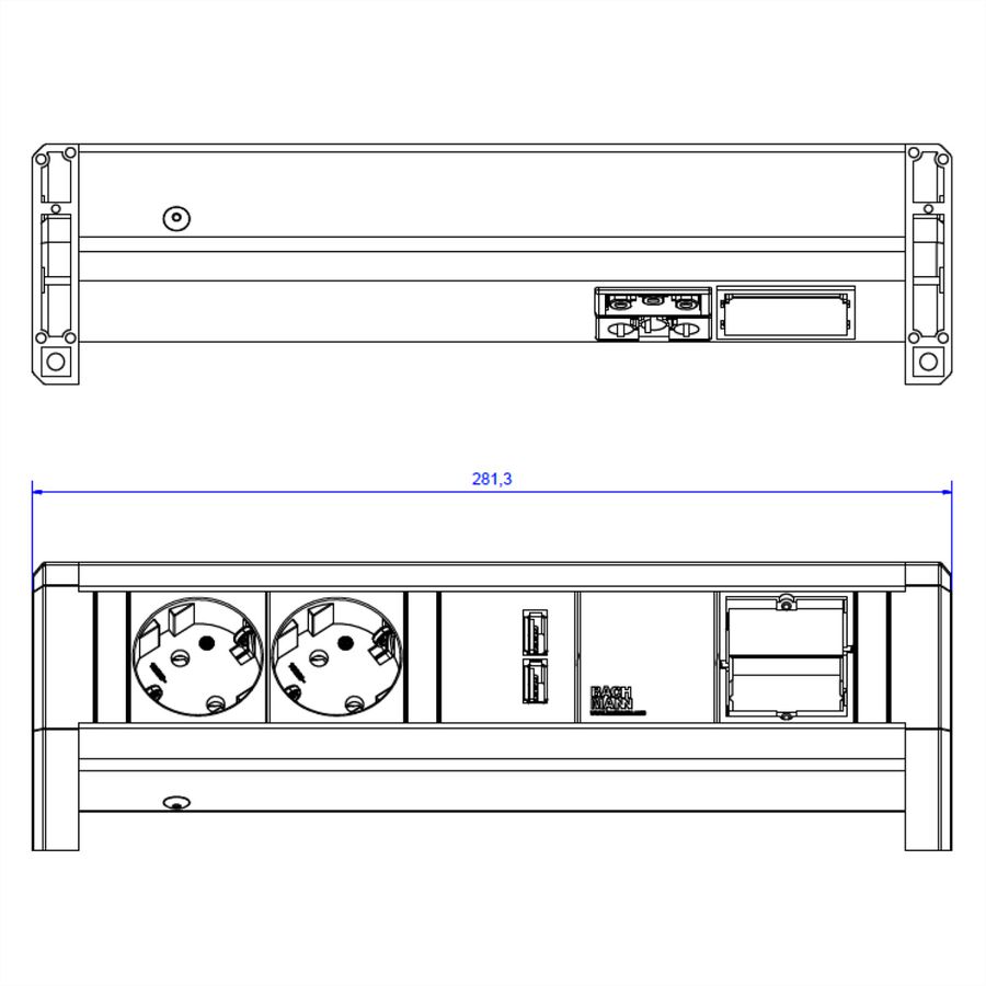 BACHMANN DESK 2x earthing contact 1x USB Charger 1x ABD, 0 m