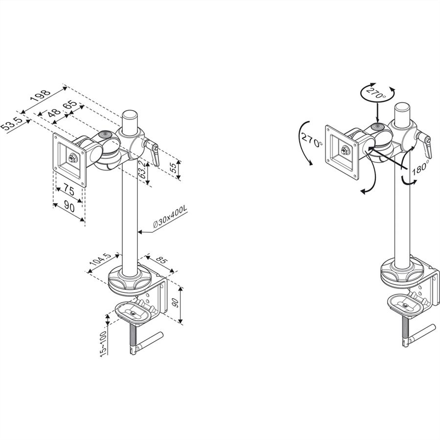ROLINE LCD monitorarm, 2 draaipunten, tafelmontage