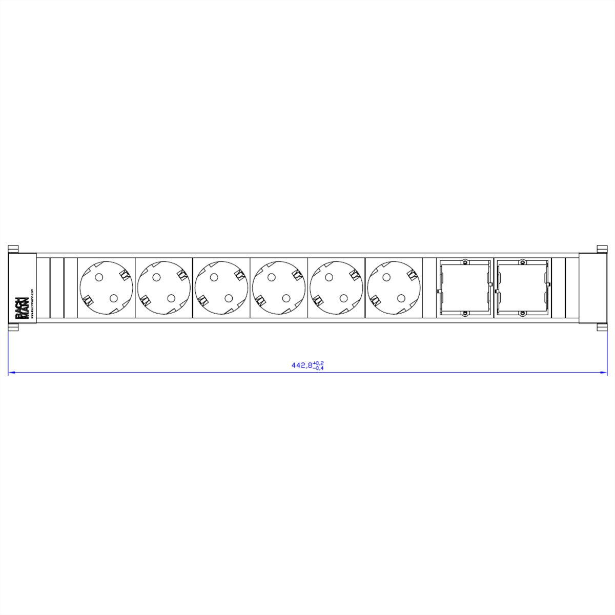 BACHMANN CONFERENCE TOP FRAME X-Large insert 6x earthing contact 2x ABD