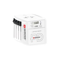 Skross MUV USB AC45PD World Travel Adapter with USB C cable, worldwide
