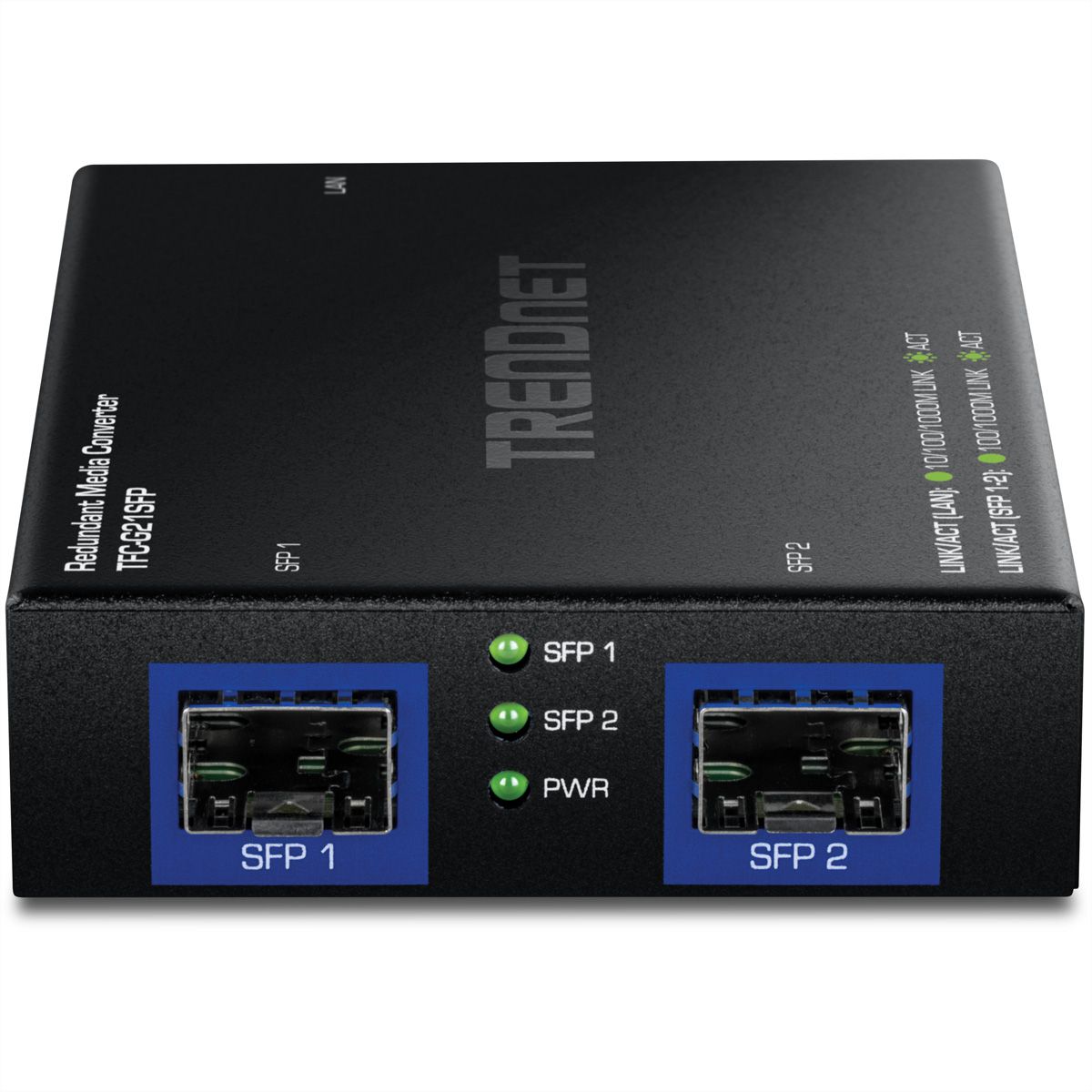 TRENDnet TFC-G21SFP 1000BASE-T to Dual SFP Fiber Media Converter, Redundant Mode