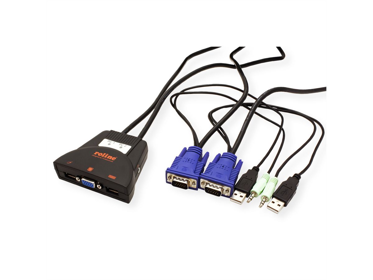 ROLINE KVM Switch "Star" 1 User - 2 PCs, Audio, USB