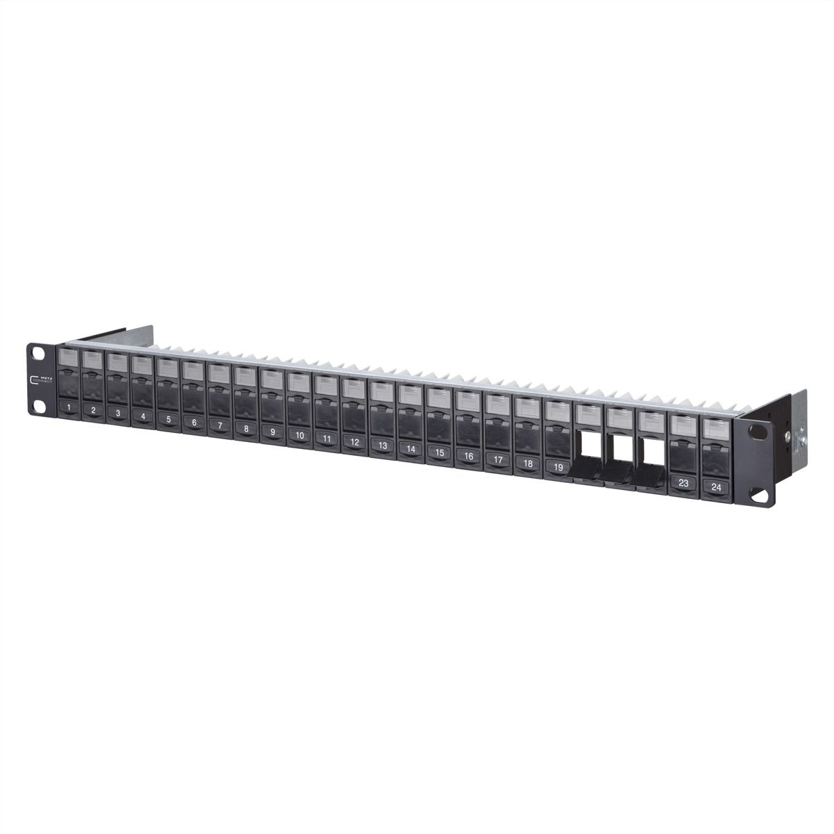 METZ CONNECT Keystone 19 inch moduledrager 1 HE, 24 poorten leeg, afgeschermd, zwart