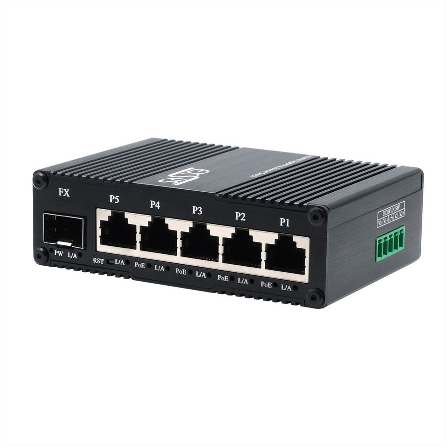 EXSYS EX-62030MPoE-SFP-5+1-poorts industriële Gigabit SFP PoE+ mini-switch