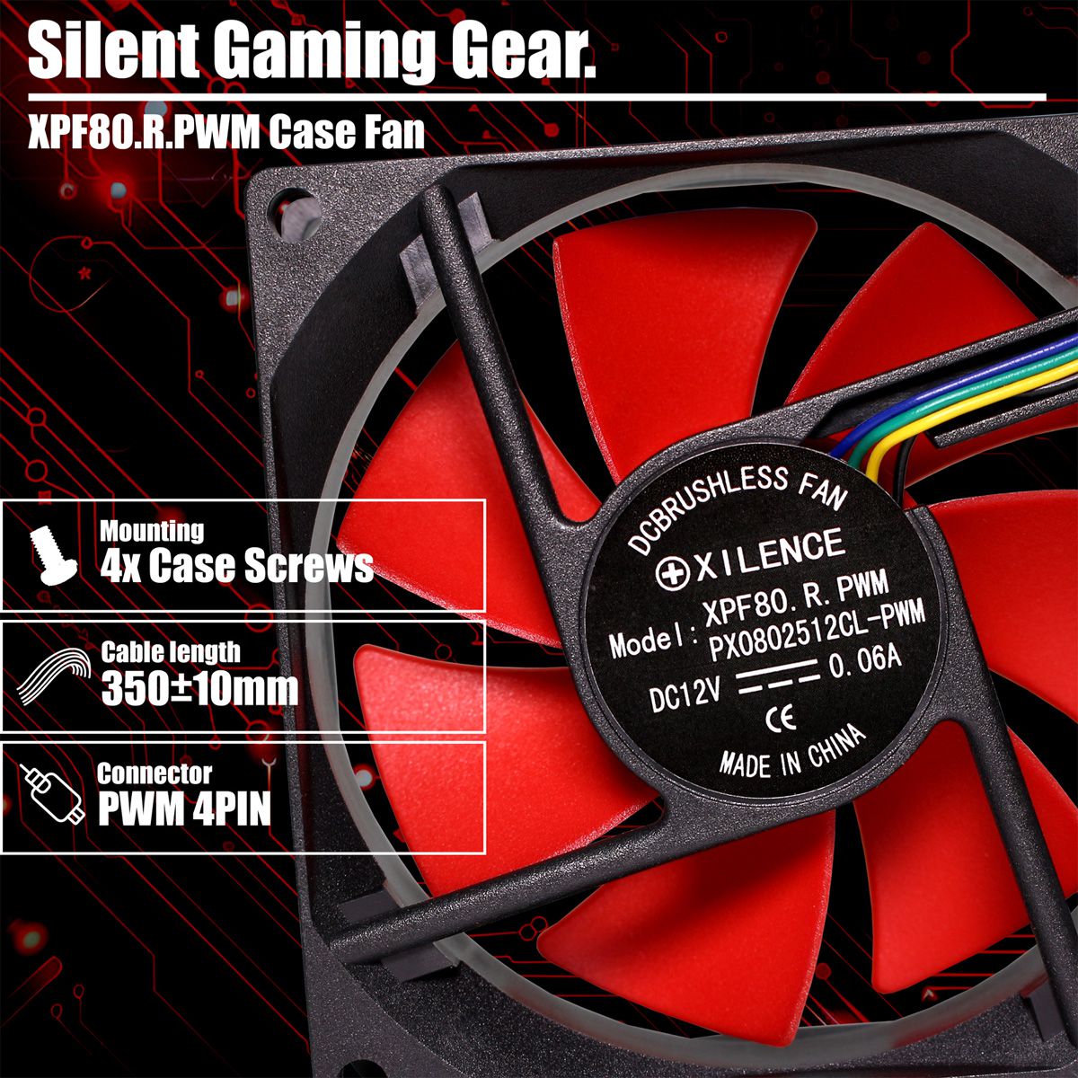 Xilence XPF80.R.PWM 80mm PWM Case Fan, 4PIN