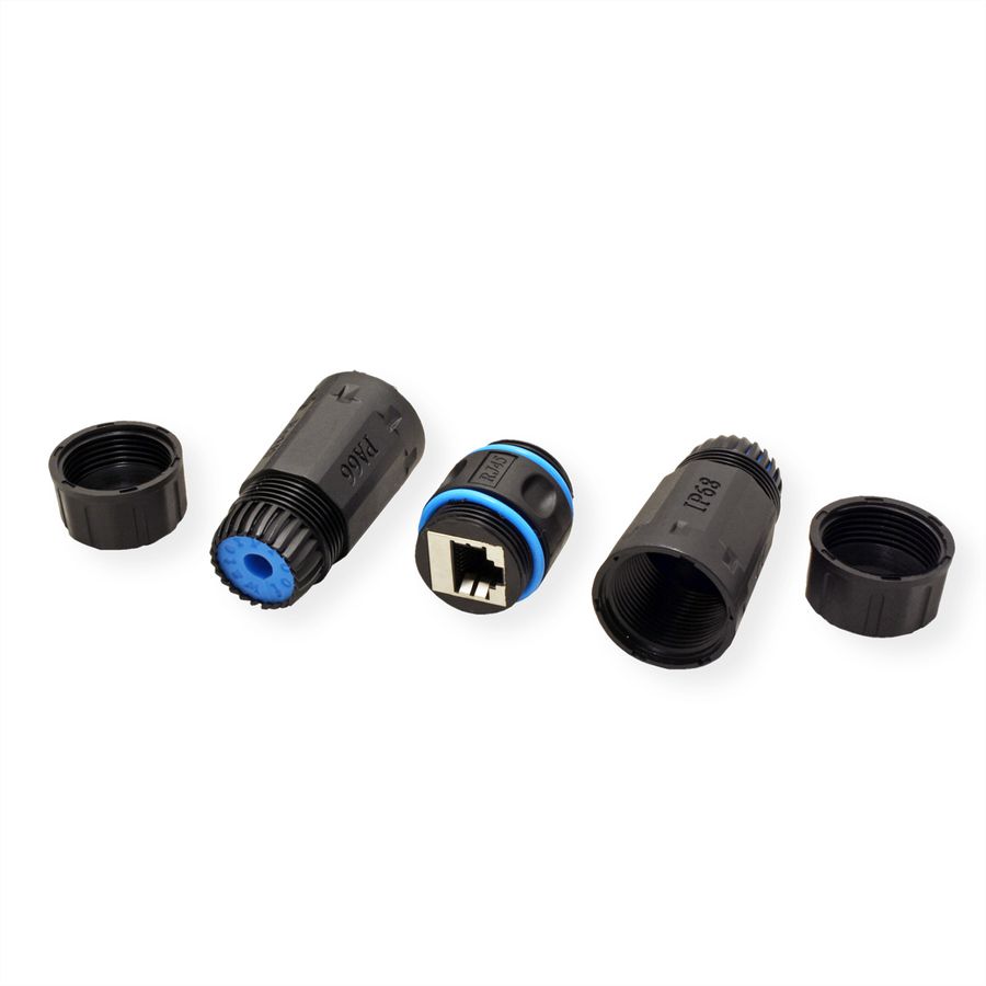 VALUE RJ-45 koppelstuk, afgeschermd, Cat.6A (Class EA), Outdoor/Industrial, zwart