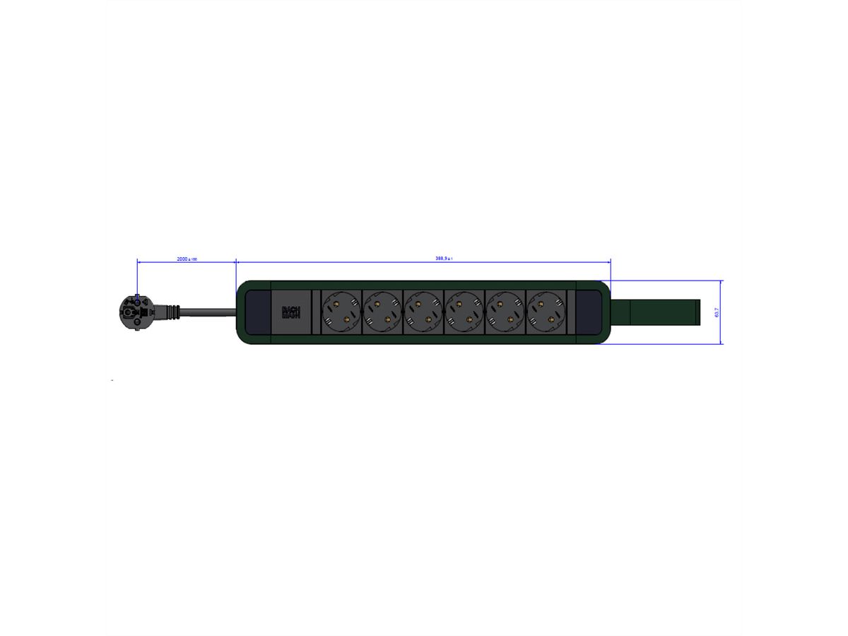 BACHMANN PRIMO 2 6xCEE7/3 with loop 2.0m CEE7/7 RAL6028