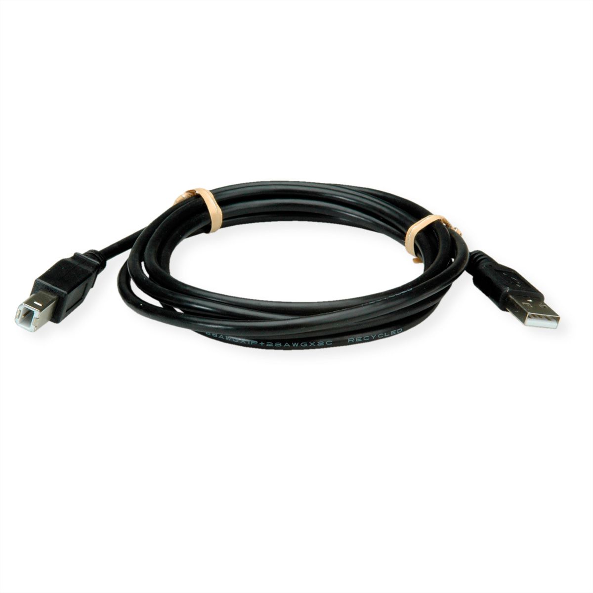 ROLINE RM USB 2.0 Cable, A - B, M/M, black, 0.8 m