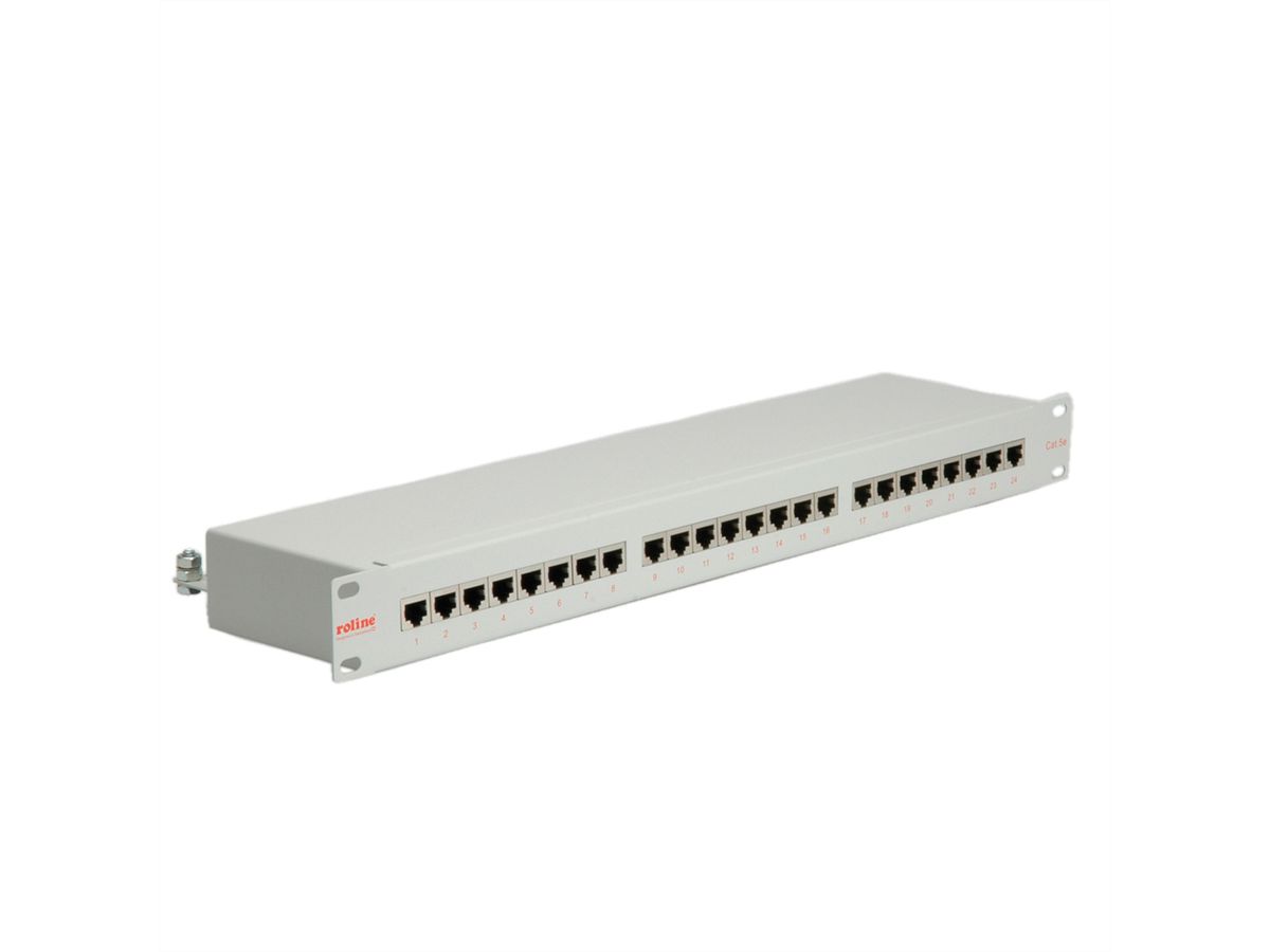 ROLINE Cat.5e (Class D) 19" Patch Panel, 24 Ports, STP, grey