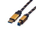 ROLINE GOLD USB 3.2 Gen 1 kabel, type A-B, Retail Blister, 0,8 m