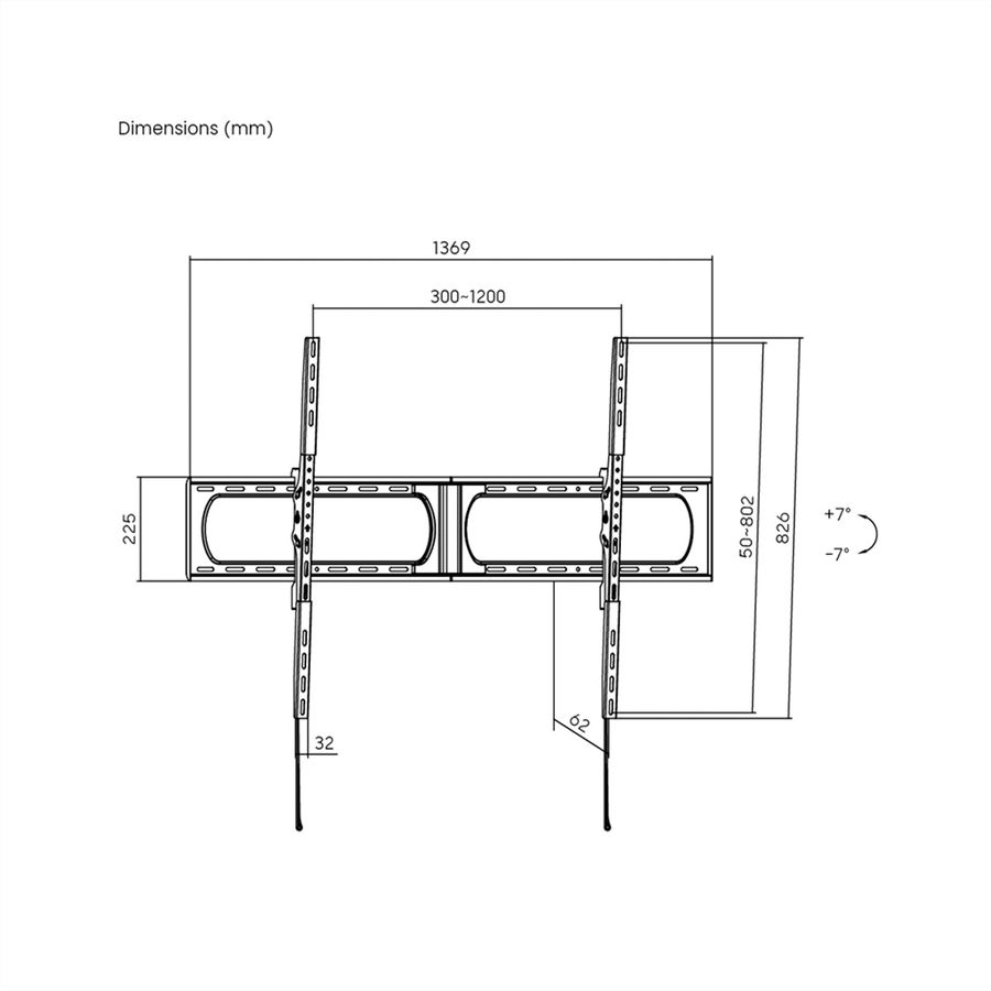 VALUE Heavy-Duty TV Wall Mount, <125 kg, <355,6 cm (140"), VESA 1200x800, tiltable