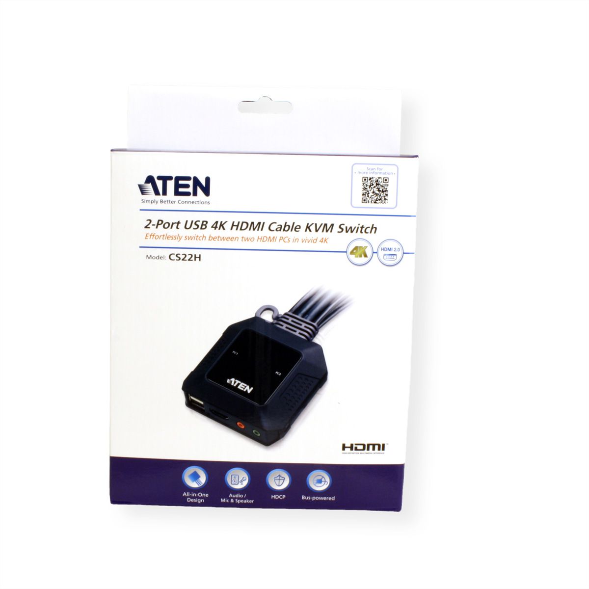 ATEN CS22H 2-Poorts USB 4K HDMI KVM Switch