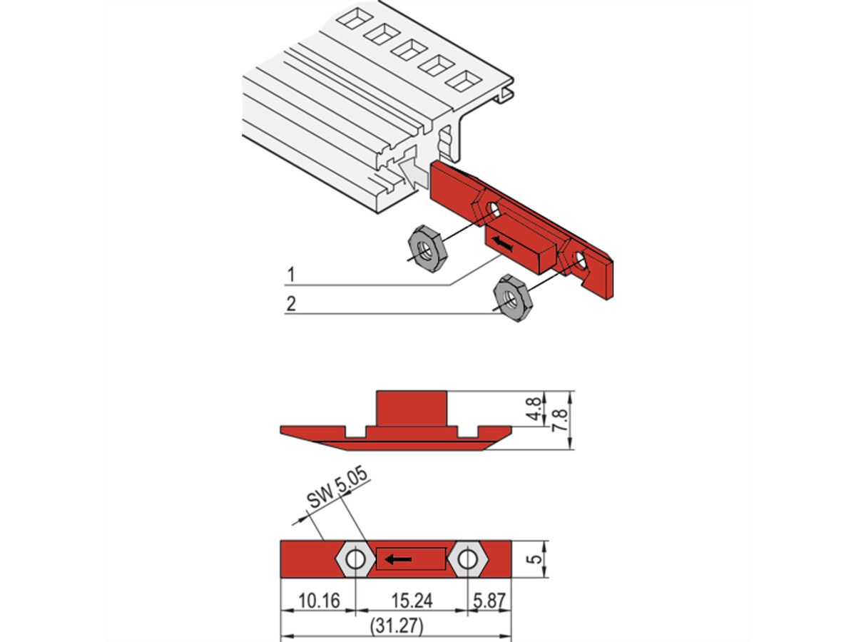 SCHROFF Slide Nut, to Accomodate 2 Nuts, 12 Pieces