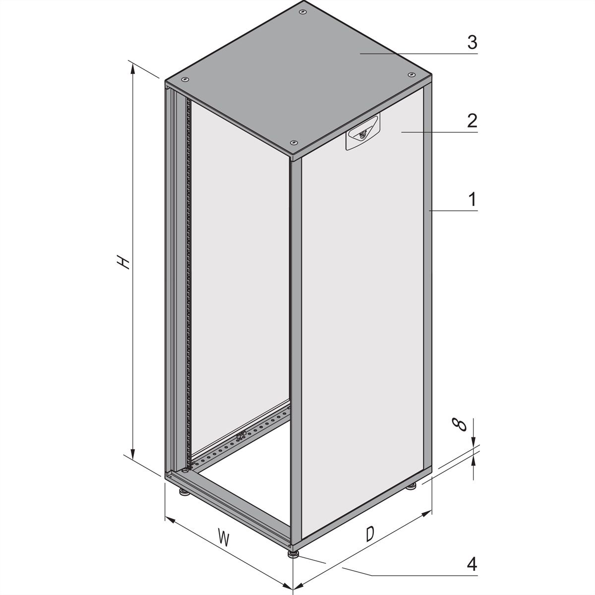SCHROFF Novastar Cabinet Without Door and Rear Panel, Heavy-Duty, RAL 7021/7035, 1967H 553W 800D