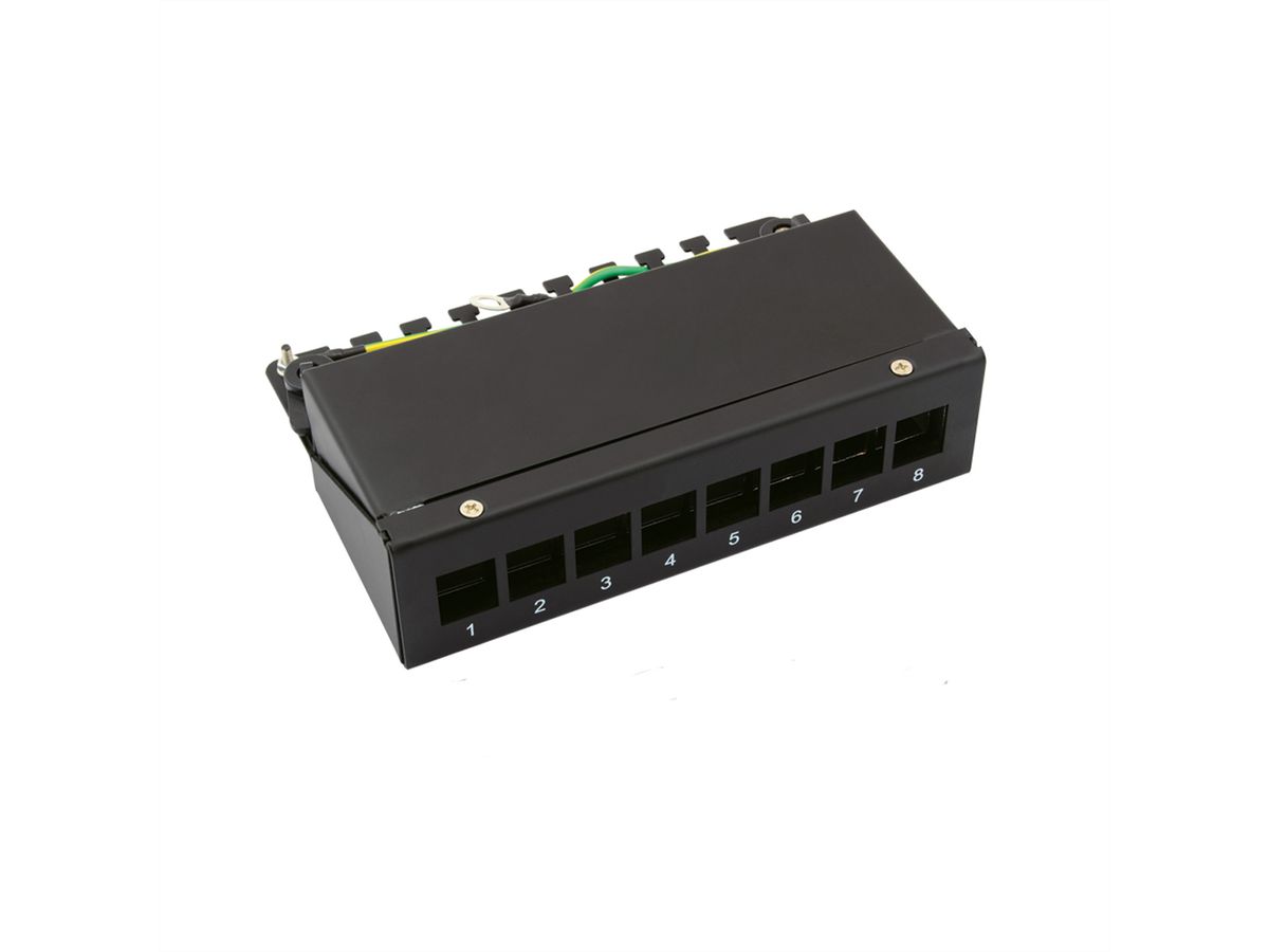 VALUE Keystone module houder, 8-poorts, zwart