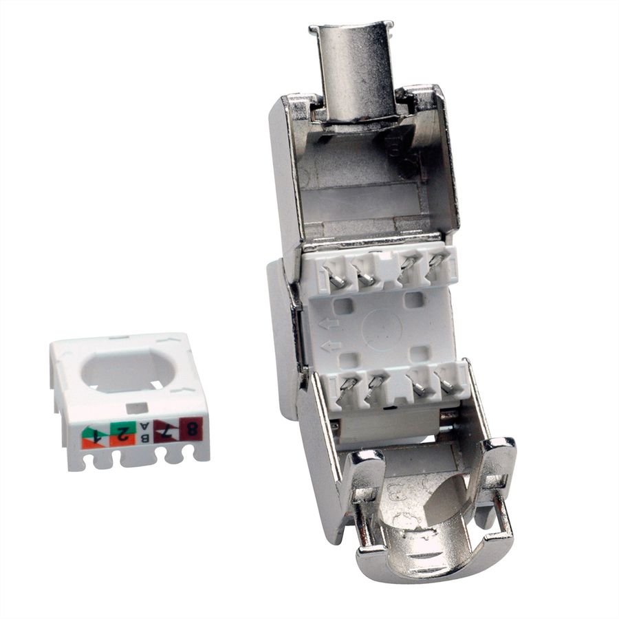 VALUE Cat.6A (Class EA) Keystone, RJ-45, afgeschermd, zilver, zonder gereedschap