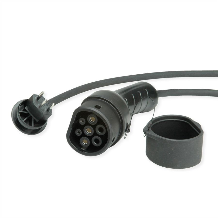 ROLINE Portable EV Charging Cable, Swiss Plug - Type 2, Mode 2, 10 A, 2.3 kW, 3 m