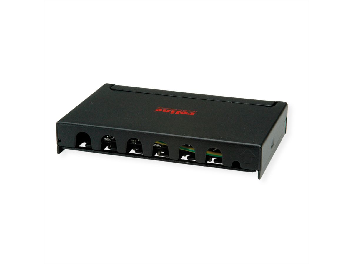 ROLINE Mini Patchpanel, Cat.6A/Cl.EA, 0.5U, 6x RJ45 ports, shielded, black