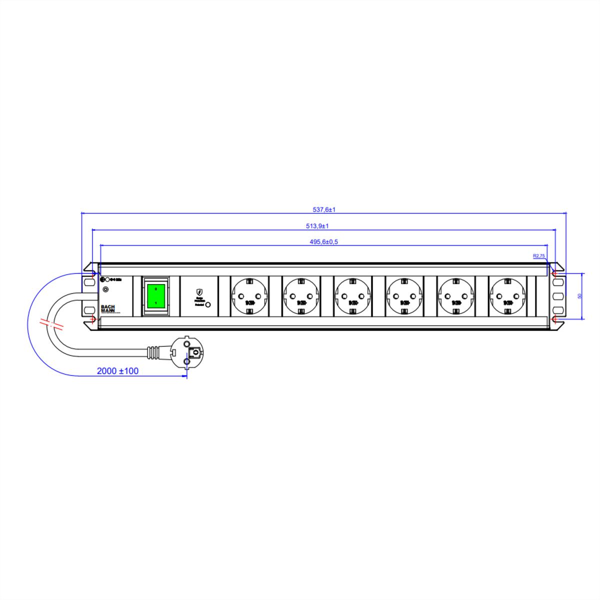 BACHMANN HANDWORK LINE 6xCEE7/3 1xSPD-Plus 1xswitch 2.0m