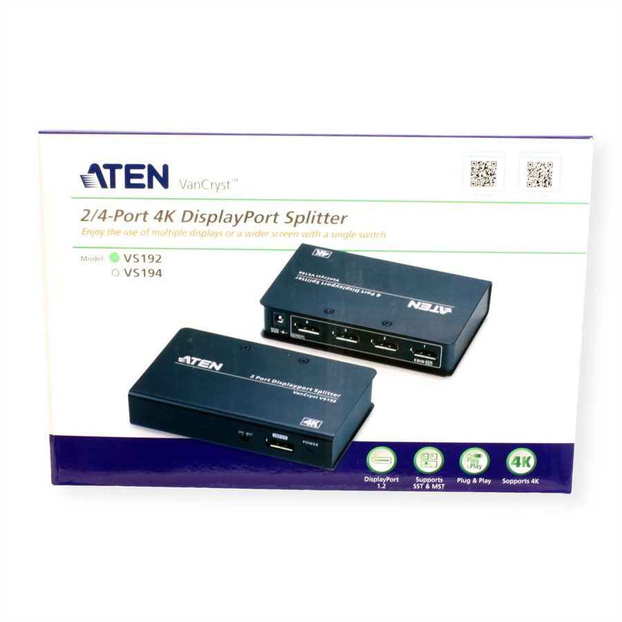 ATEN VS192 2-Poorts 4K DisplayPort Splitter