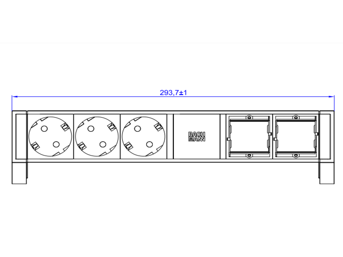 BACHMANN DESK2 3xCEE7/3 2xCM power 0.2m GST18 RAL9005