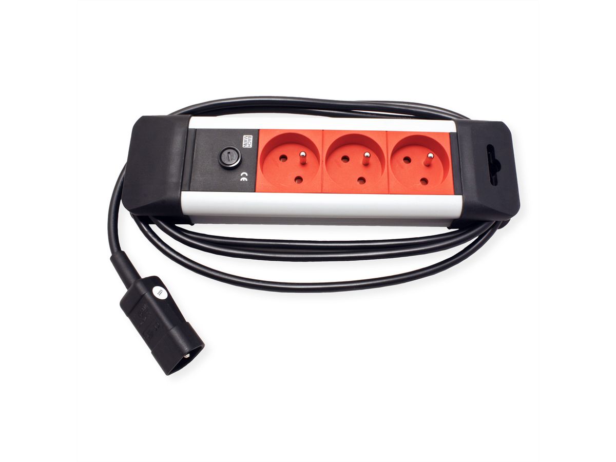 BACHMANN 3-way UTE socket strip 45°, 2.0m IEC320 C14