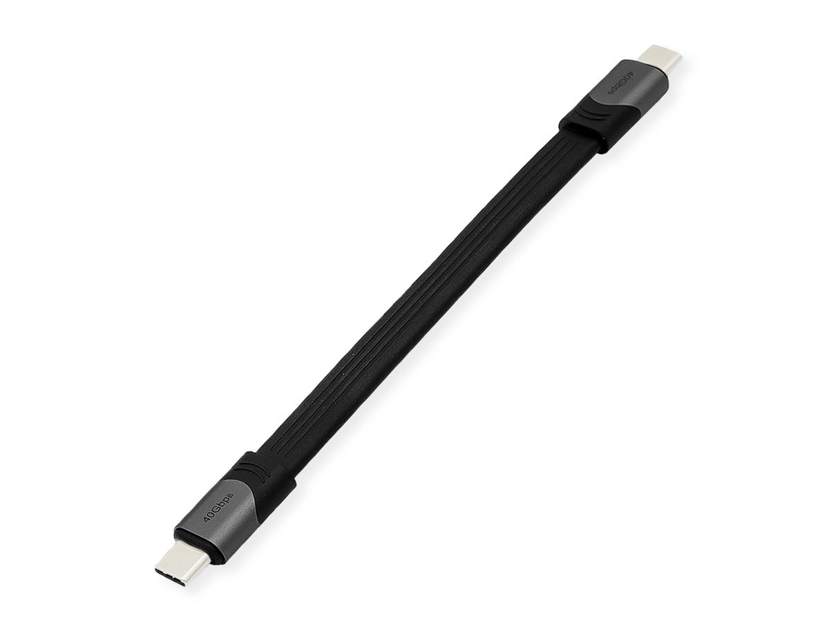 ROLINE USB4 Gen3x2 Cable, PD (Power Delivery) 20V5A, with Emark, C-C, M/M, black, 15 cm