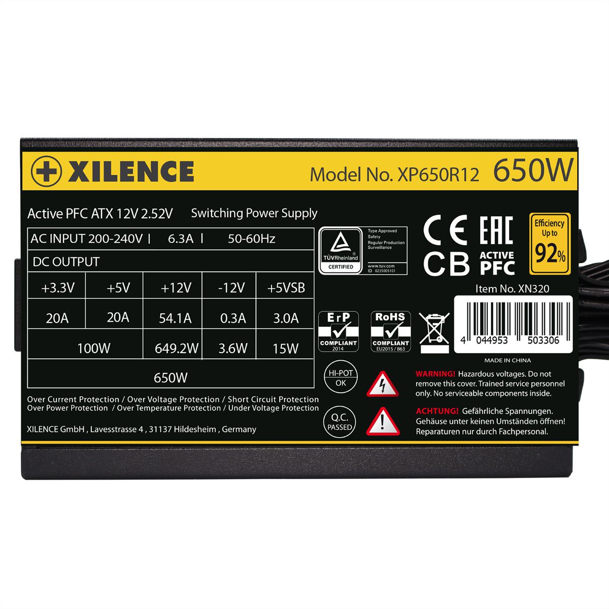 Xilence XP650R12 650W PC Power Supply, Meet 80+ Gold, Gaming, ATX