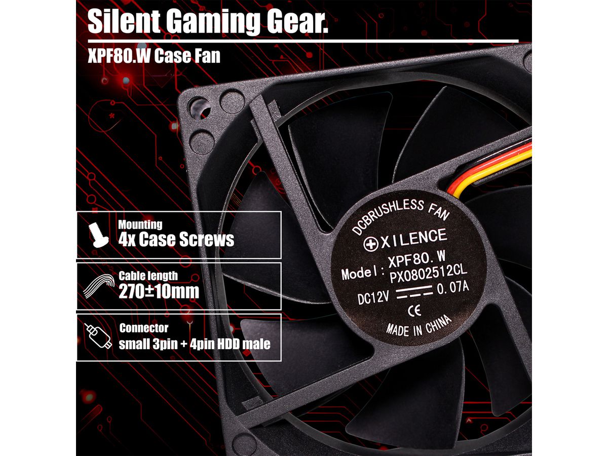 Xilence XPF80.W 80mm Case Fan, 3PIN, White Box