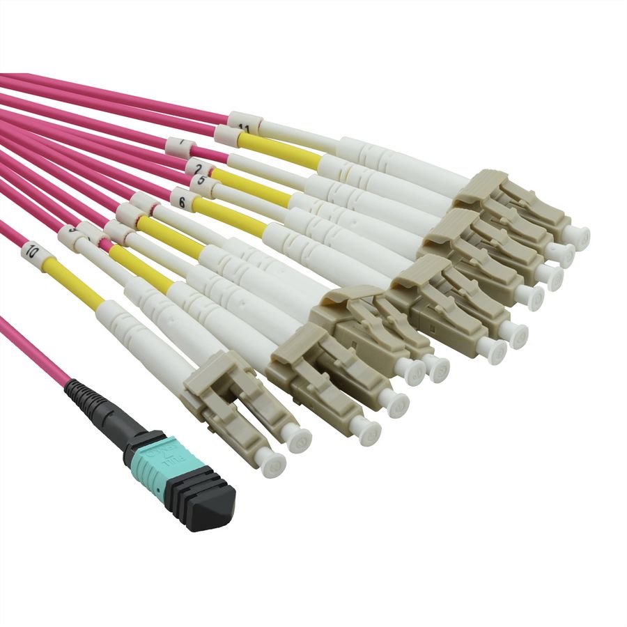 VALUE MPO Fanout Kabel 50/125µm OM4, MPO/12x LC, violet, 2 m