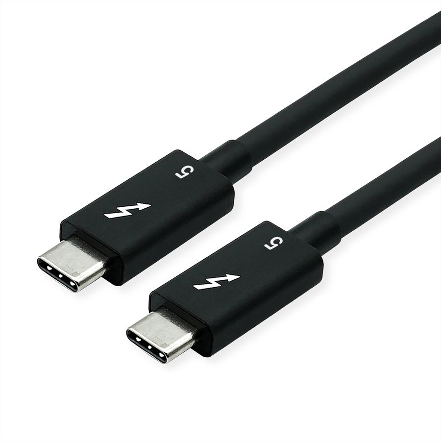 ROLINE Thunderbolt™ 5 Cable, C-C, M/M, 8K UHD-2, 80Gbit/s, 240W, passive, black, 0.8 m