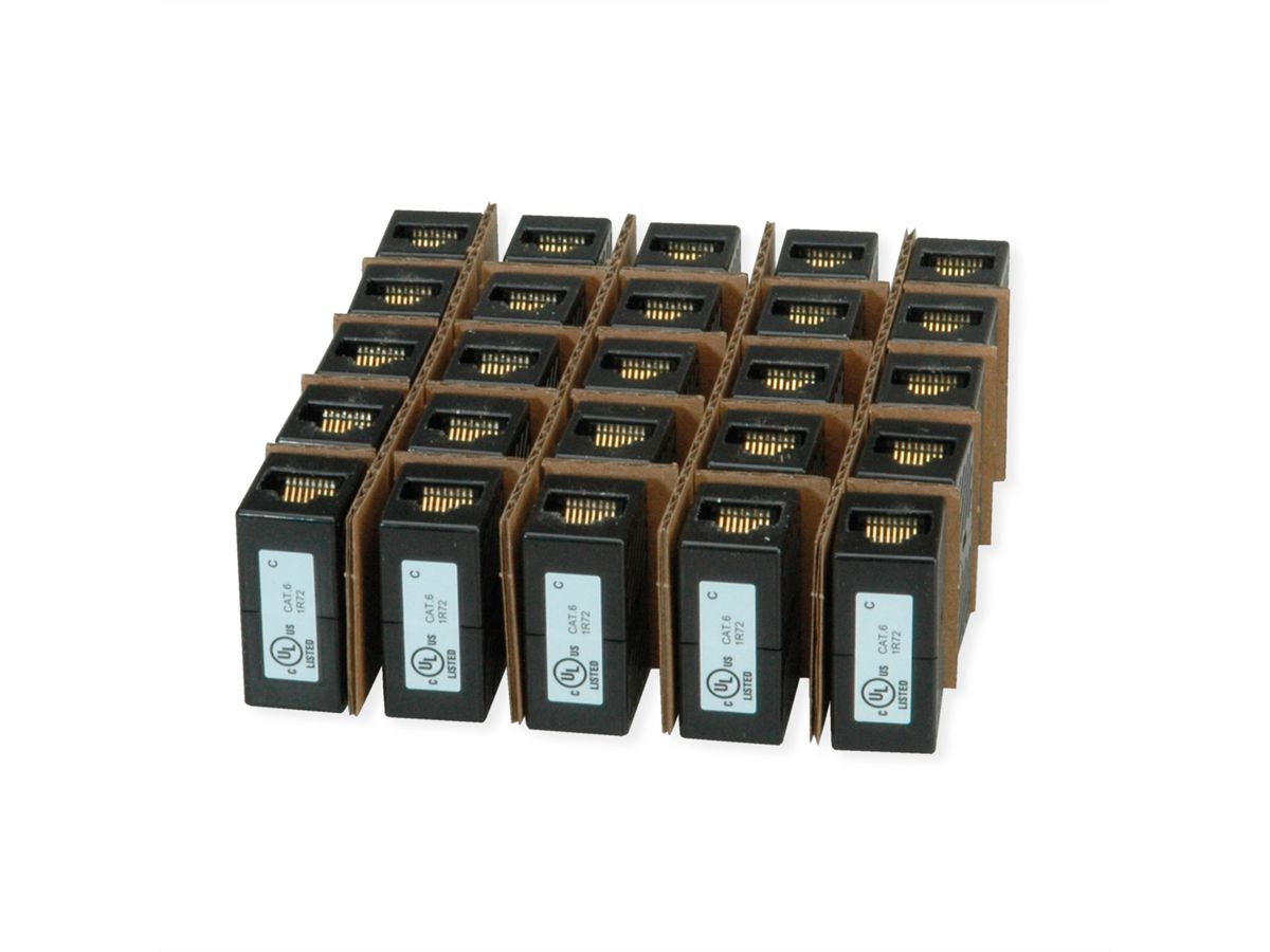 ROLINE RJ45 Koppelstuk, onafgeschermd, Cat.6 (Class E), Verpakking van 25 stuks
