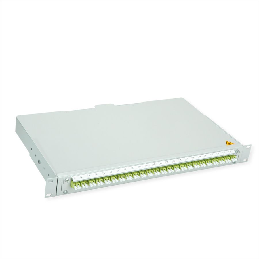 TELEGÄRTNER BASIS V LWL-Panel mit Kupplungen & Pigtails, 24x LC Duplex, lindgrün, OM5