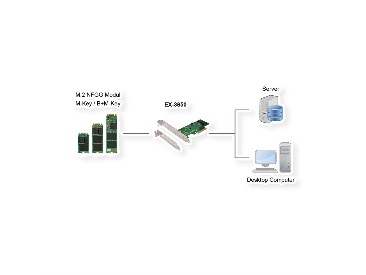 EXSYS EX-3650 PCIe-controller naar M.2 NFGG-module