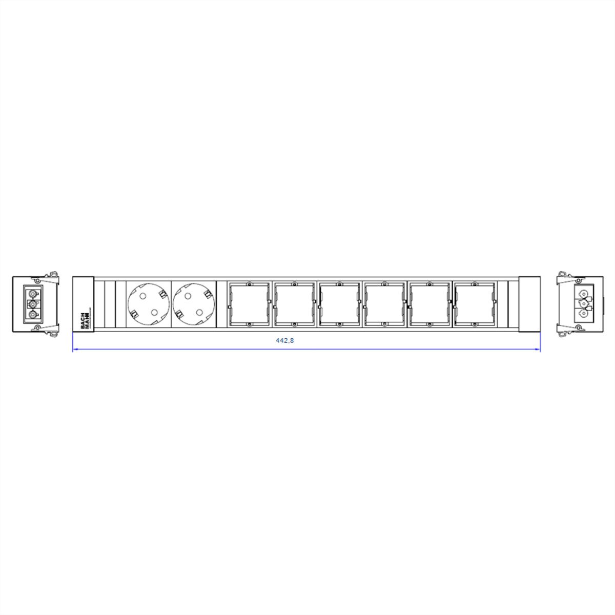 BACHMANN CONFERENCE TOP FRAME X-Groot inzetstuk 2x geaard stopcontact 6x ABD