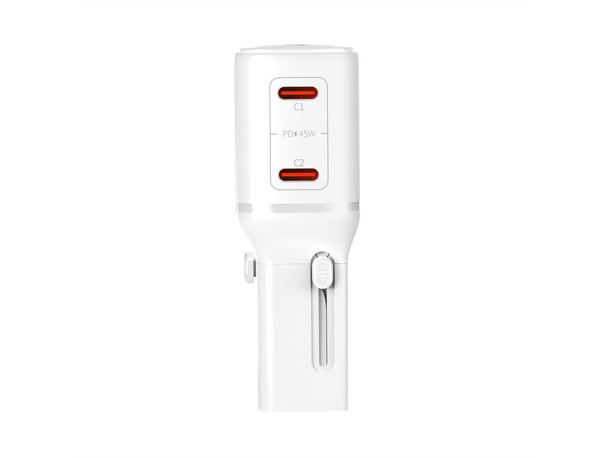 VALUE USB Reise-Charger mit Euro-Flach-/UK-/US-Stecker , 2x USB-C-Anschlüsse, 45 W