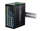 TRENDnet TI-PG262 DIN-Rail Switch, 26-poorts geharde industriële Gigabit PoE+