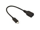 ROLINE USB 3.2 Gen 1 Type C kabel, C-A, M/F, OTG, zwart, zwart, 0,15 m