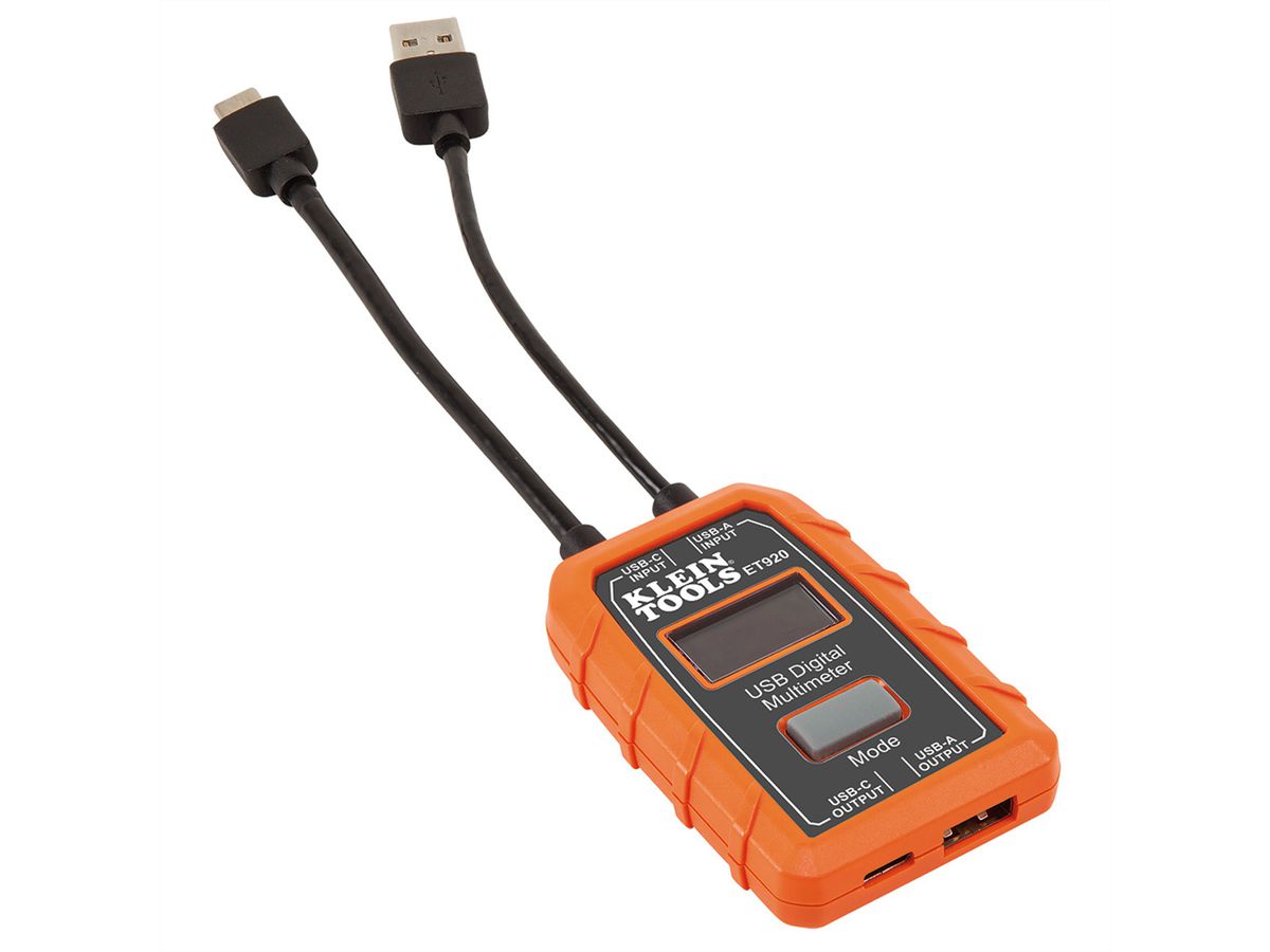 KLEIN TOOLS ET920 USB Digital Meter, USB-A and USB-C