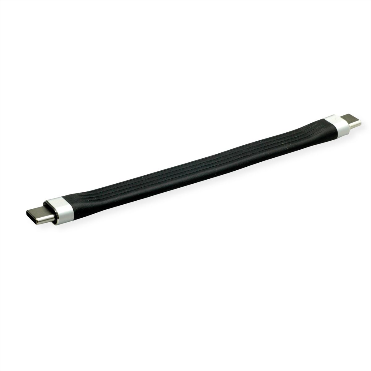 ROLINE USB 3.2 Gen 2 siliconenkabel, met PD, Emark, C-C, M/M, 8K UHD, 10Gbit/s, 60W, zwart, 11 cm