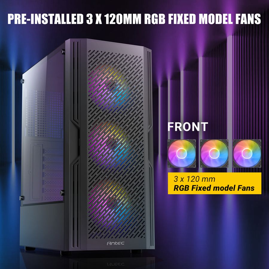 ANTEC AX20 PC case Midi Tower Gaming ATX, black