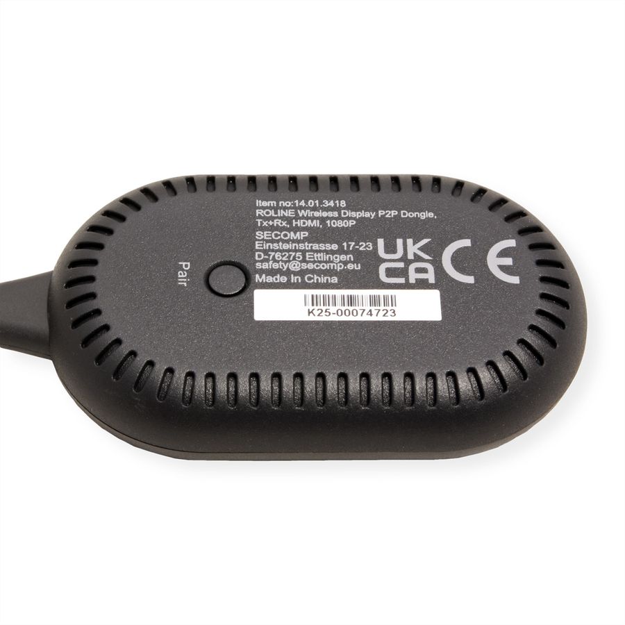 ROLINE Draadloze P2P-beeldschermdongle-set, Tx+Rx, draadloze USB-C naar HDMI, 1080p, 20 m