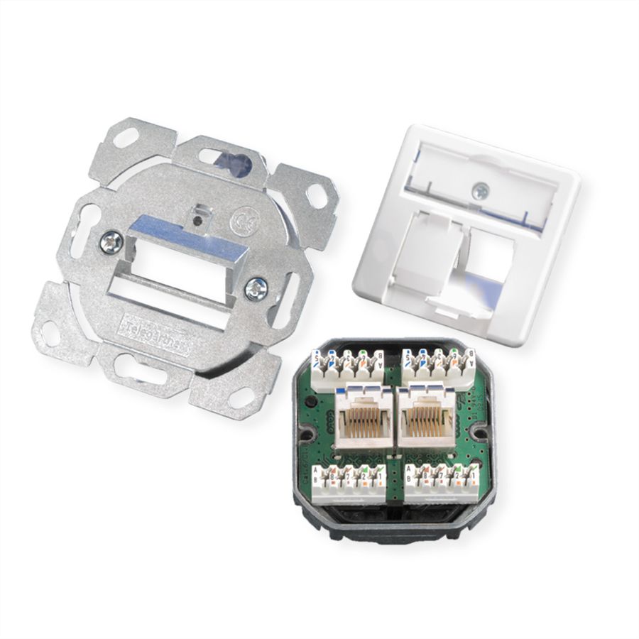 TELEGÄRTNER Dozen AMJ45 Inbouw/50 2x RJ-45 Cat.6 (Class E), wit, (A+B+C)