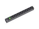 BACHMANN 19" socket strip 8-way, with switch, black